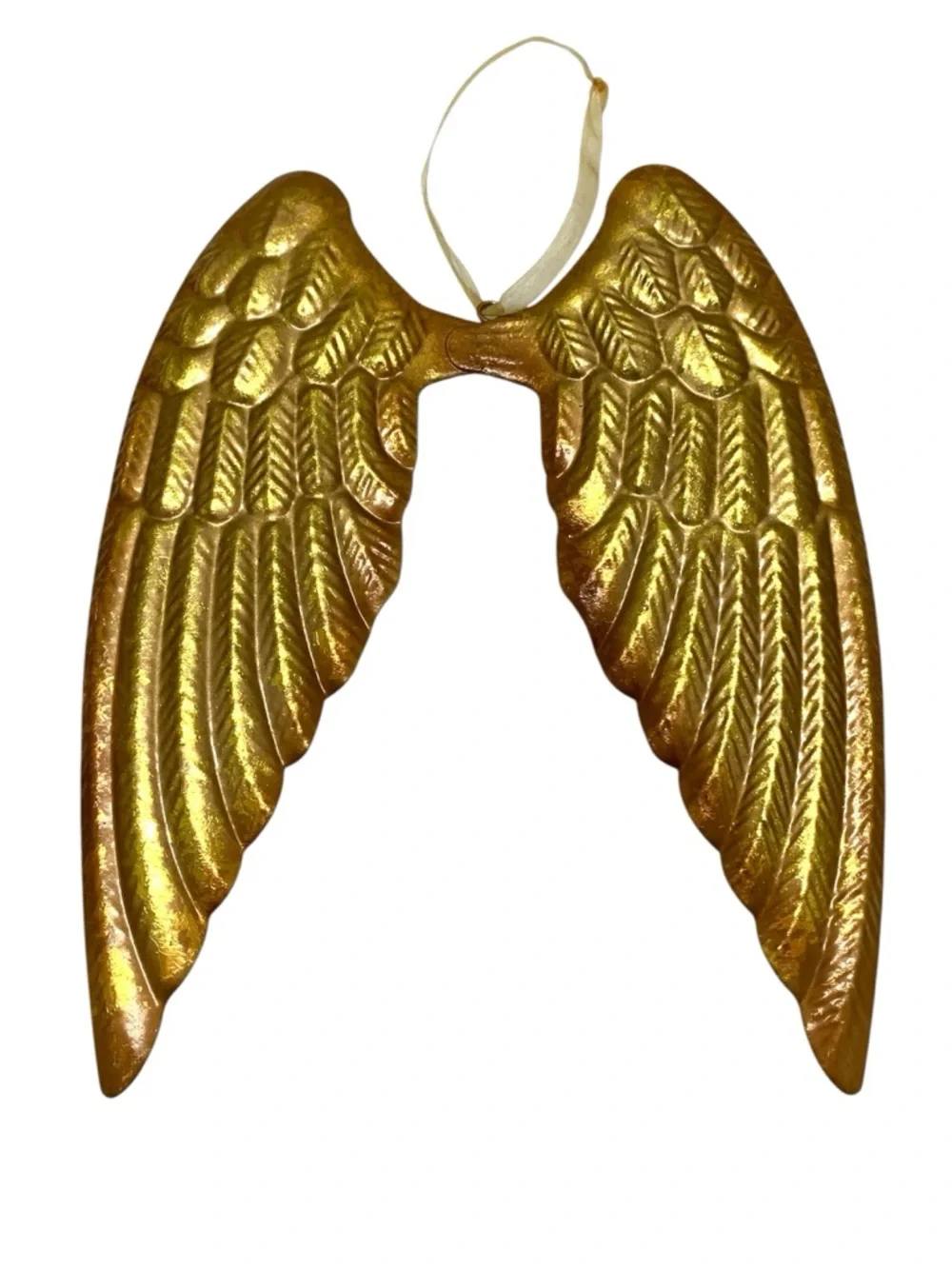 8.5” Gold Metallic Tin Angel Wings Hanging Ornament Wall Decor